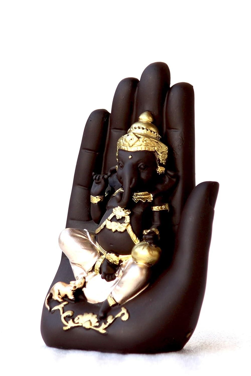 Golden Handcrafted Palm Lord Ganesha Idol