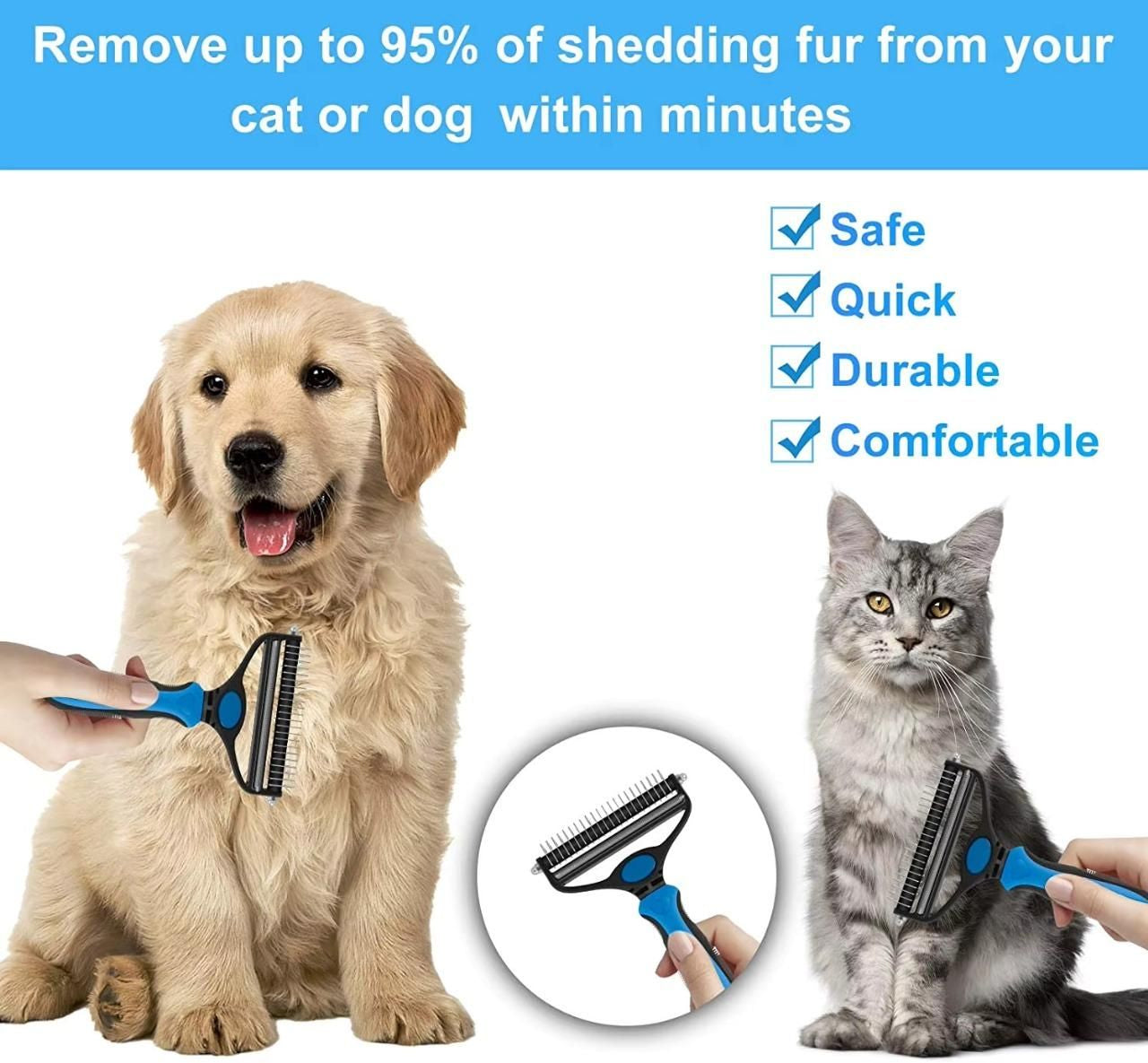 2-in-1 Deshedding & Grooming Brush for Pets