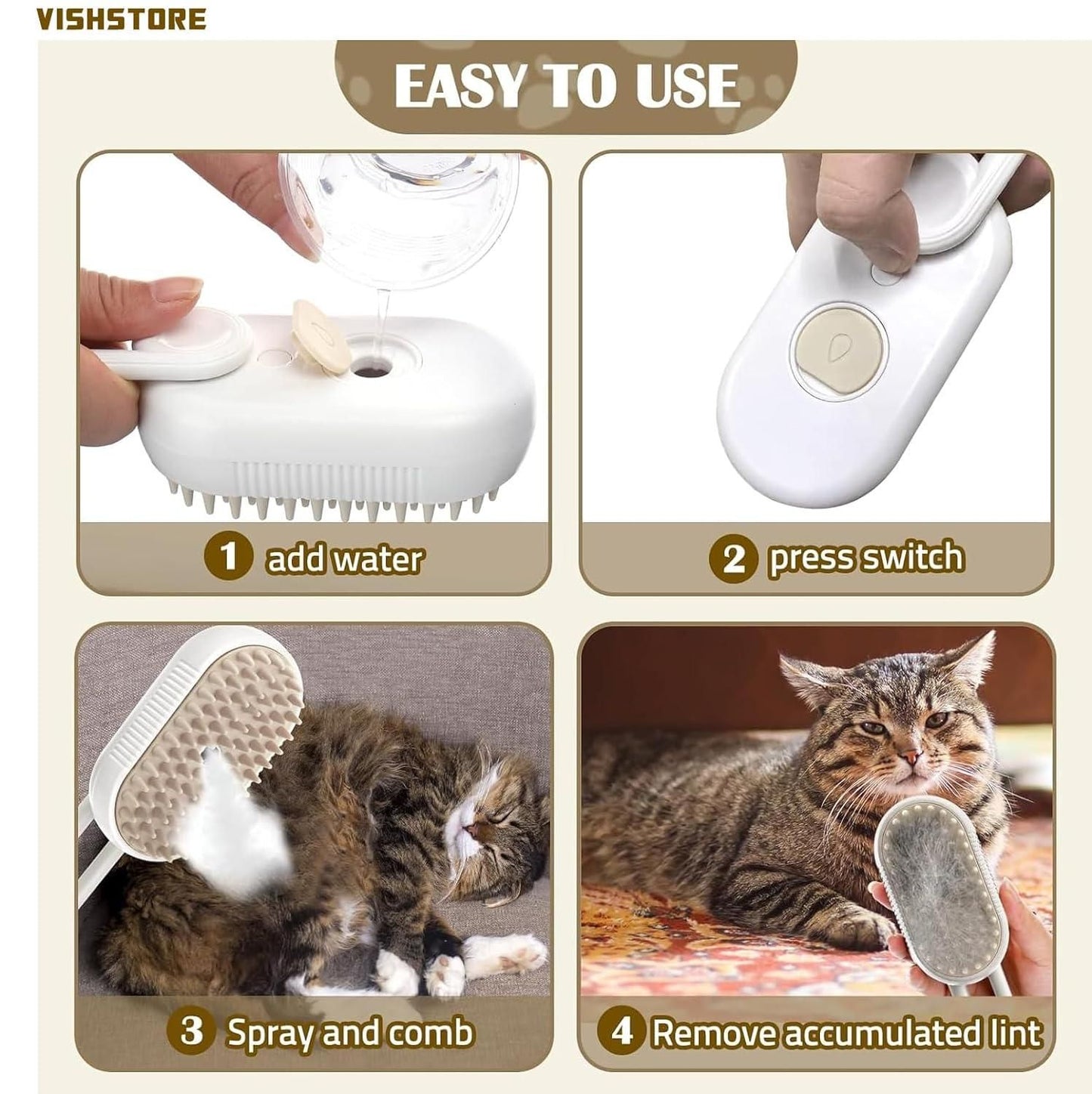 Steam Brush for Pet Care