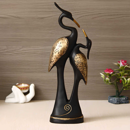 Black Loving Swan Couple – Handcrafted Polyresin Decorative Showpiece