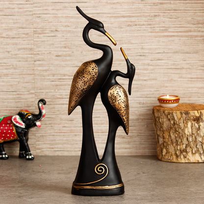 Black Loving Swan Couple – Handcrafted Polyresin Decorative Showpiece