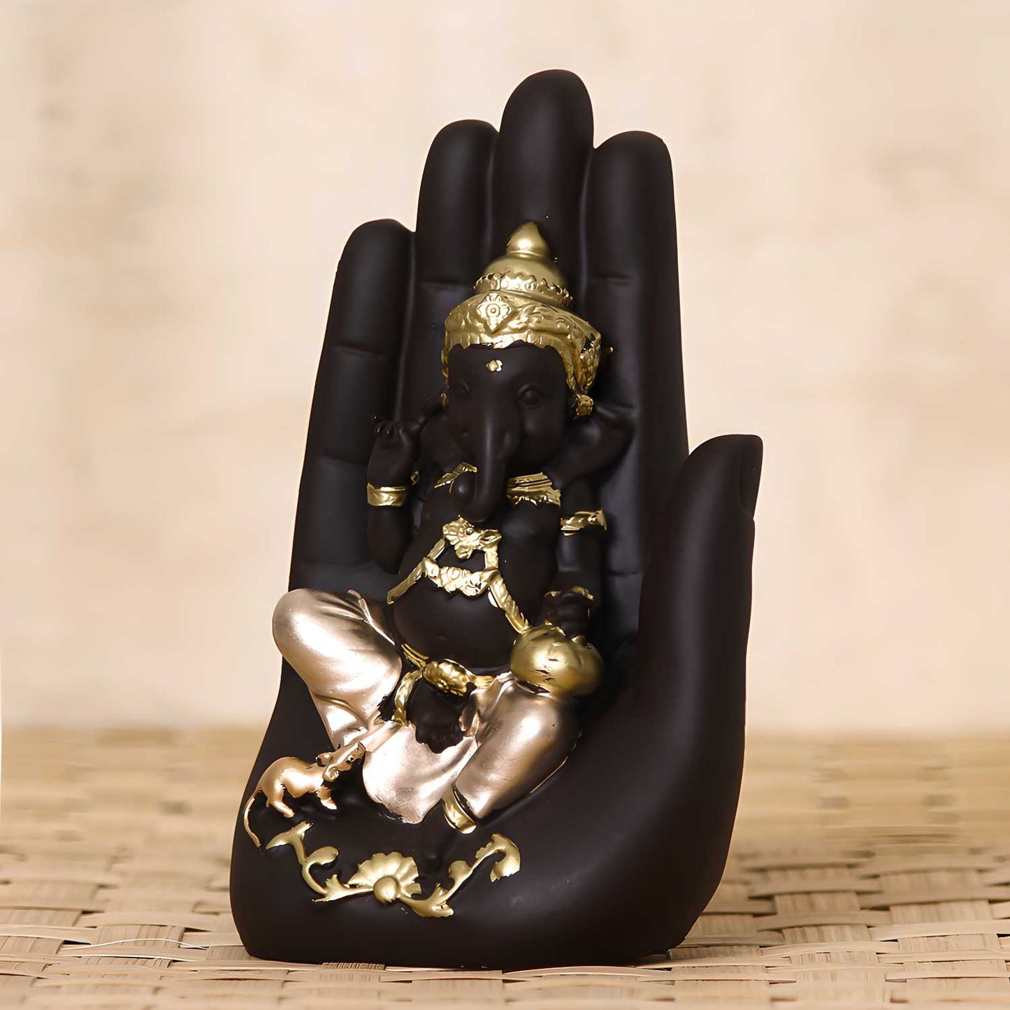 Golden Handcrafted Palm Lord Ganesha Idol