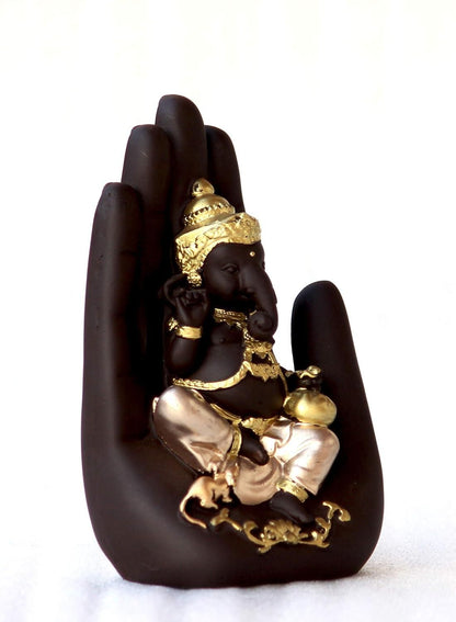 Golden Handcrafted Palm Lord Ganesha Idol
