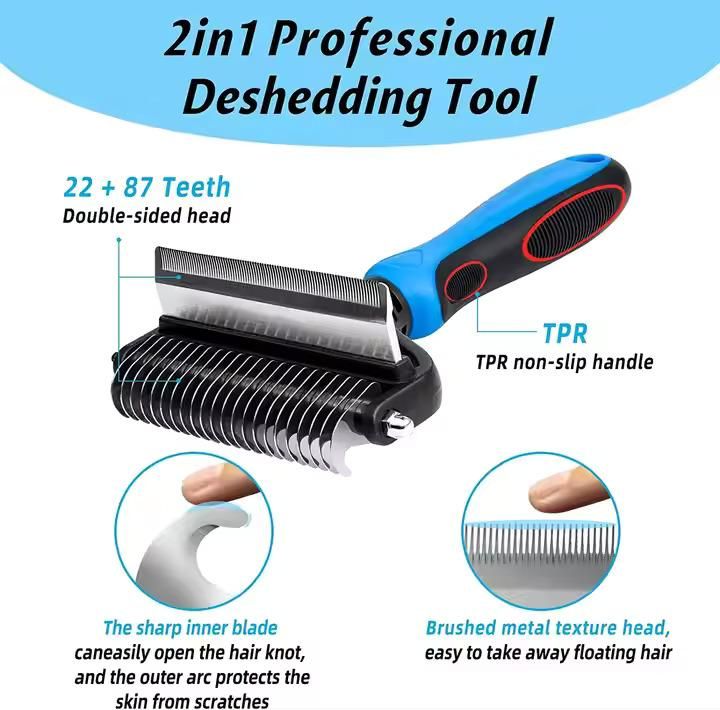 2-in-1 Deshedding & Grooming Brush for Pets